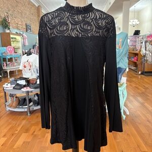 Simply Noelle Mock Neck Long Sleeve Black Blouse Size S/M